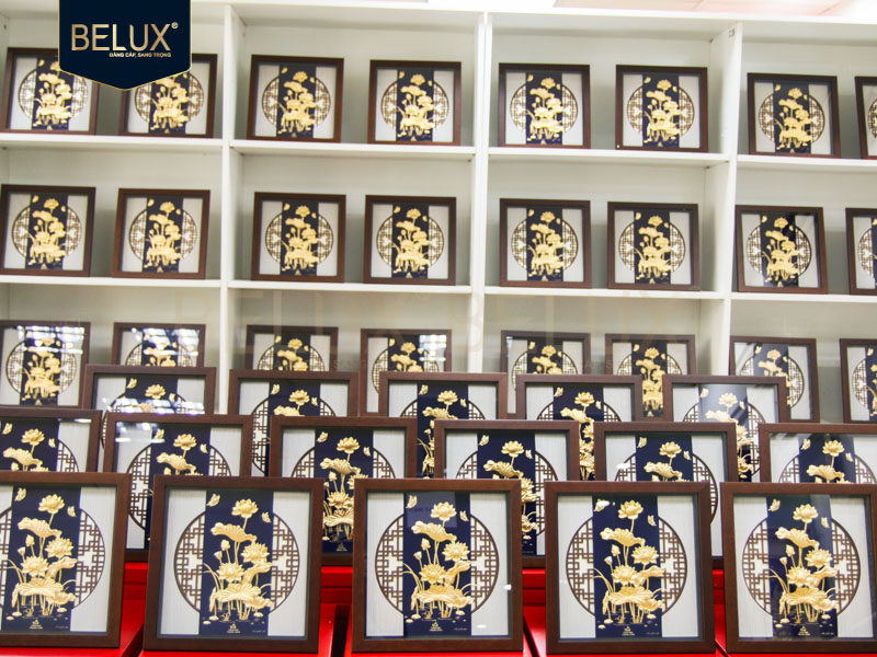 Lô 120 tranh hoa sen dát vàng 24k 30x30cm thiết kế theo yêu cầu